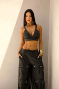 Conjunto Corino com Cropped e Calça Cargo